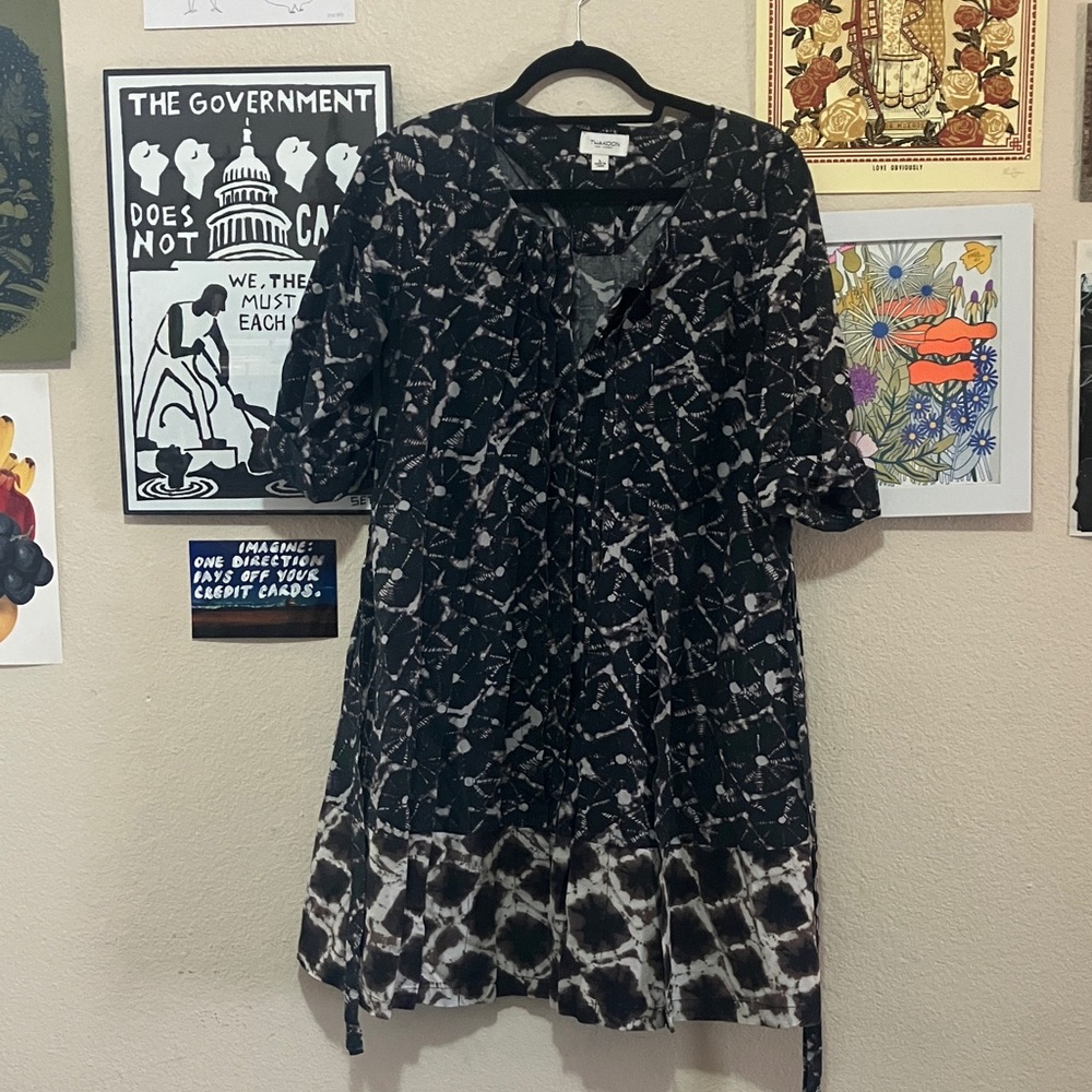 Thakoon Indigo and White Shibori style  Long Sleeve Dress